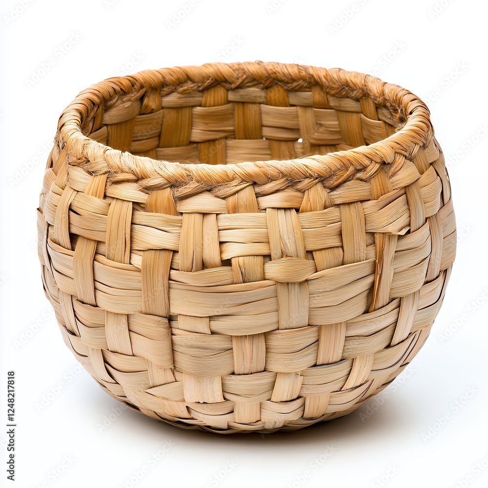 Obraz premium Intricate Woven Basket Natural Textures and Rustic Charm, Generative AI.