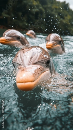 Marine Mammal Portrait Bottlenose Dolphins Encounter Aquatic Realm Underwater Exploration photo