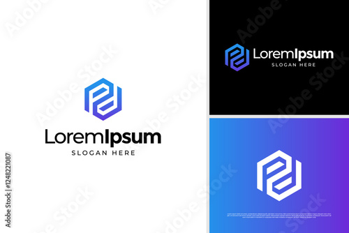 Modern letter P building logo vector illustration. Hexagon building icon design template