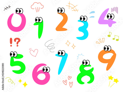 Lively and colorful number characters. Fun and pop design.