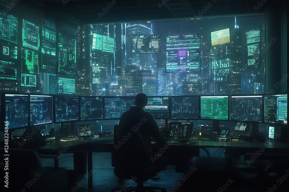 A futuristic scene with virtual reality, AI, smart devices, and holographic interfaces, creating an atmosphere of digital transformation. A futuristic scene with virtual reality, AI, smart devices, and holographic interfaces, creating an atmosphere of digital transformation.