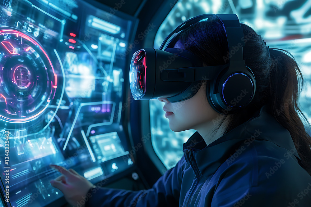 Digital avatars interact in the metaverse, neon holographic UI elements, advanced VR technology, and AI. Digital avatars interact in the metaverse, neon holographic UI elements, advanced VR technology, and AI.