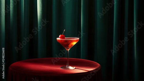 glass of red wine on a dark green background