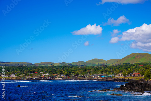 Foto View of Hanga Roa, Rapa Nui, Easter Island, Chile