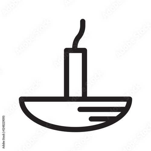 Icon of a single burning candle with wax dripping, representing light, warmth, and relaxation.