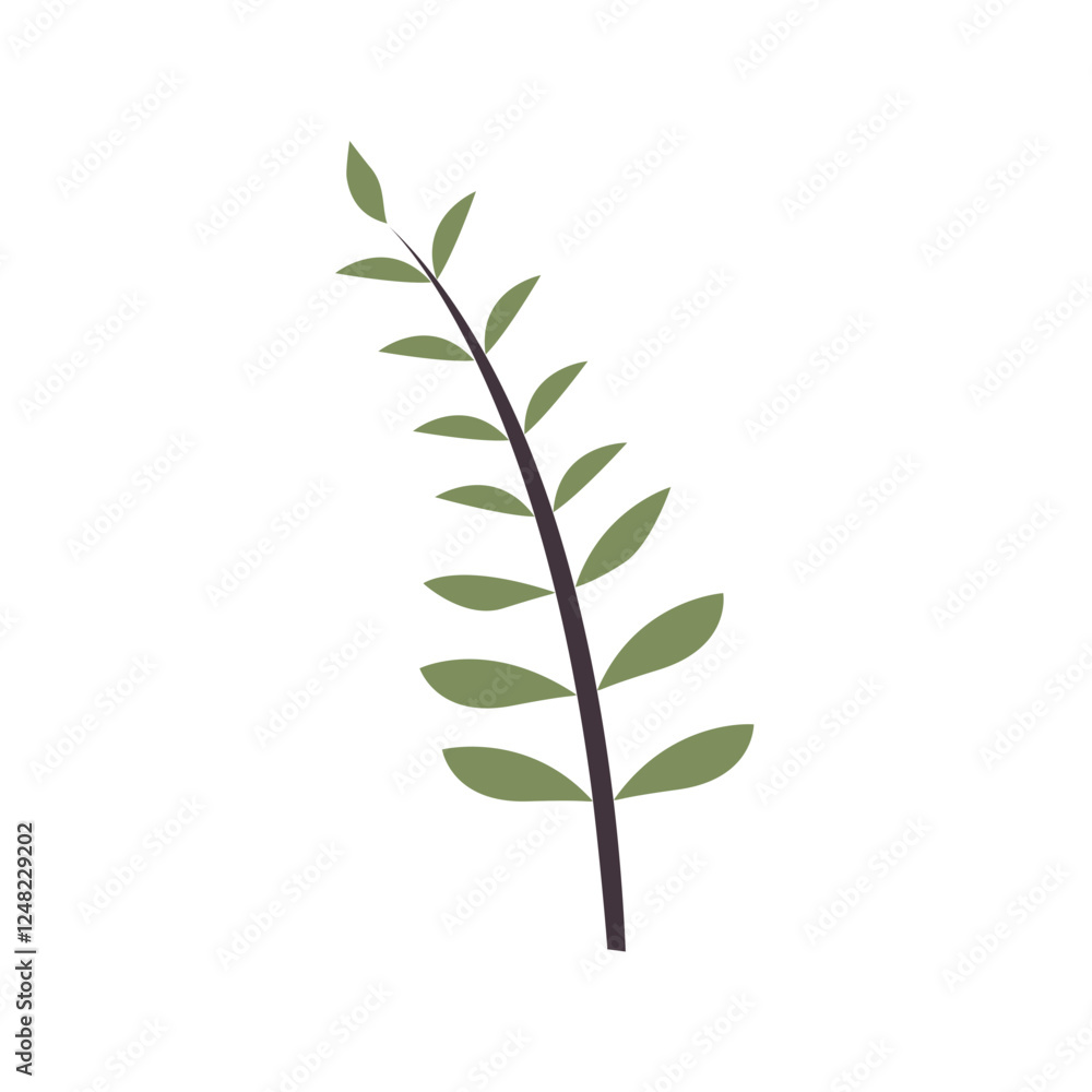 Fototapeta premium Recolorable Plant Element Nature Leaf Tree Natural Green Organic Illustration