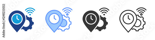 Real Time Monitoring icon set multiple style collection