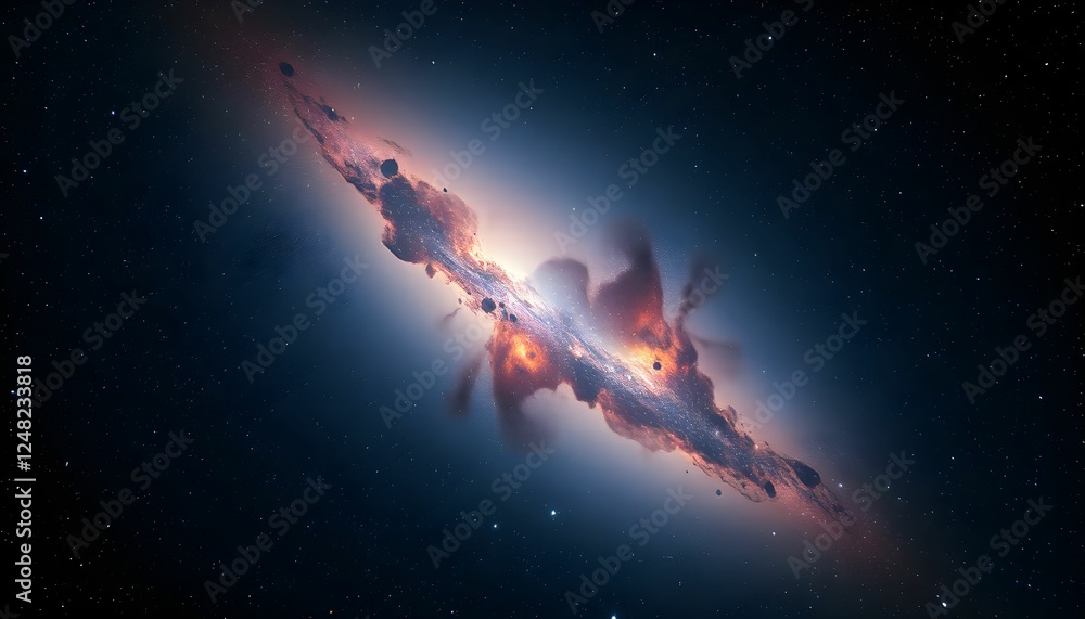 Fototapeta premium Cosmic Collision: A Galaxy Being Consumed by a Black Hole