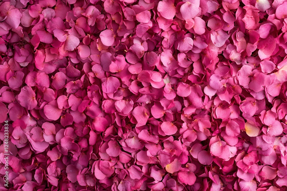 Fototapeta premium Close up View of Delicate Pink Rose Petals Creating a Vibrant Floral Carpet. Generative AI