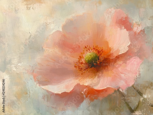A delicately painted single bloom in an impressionist style, using soft brushstrokes and pastel colors.