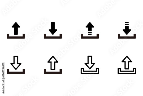 ダウンロードとアップロードのアイコンイラストセット
