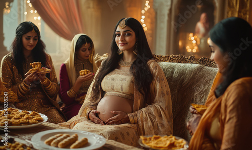 Wallpaper Mural Pregnant Asian woman sitting at the dining table Torontodigital.ca