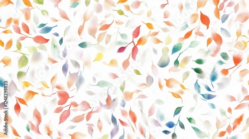Beautiful seamless floral water color pattern Set, watercolor wild flowers, leaves and grass,Collection botanic garden elements, isolated illustration in rustic or vintage style,copy space.