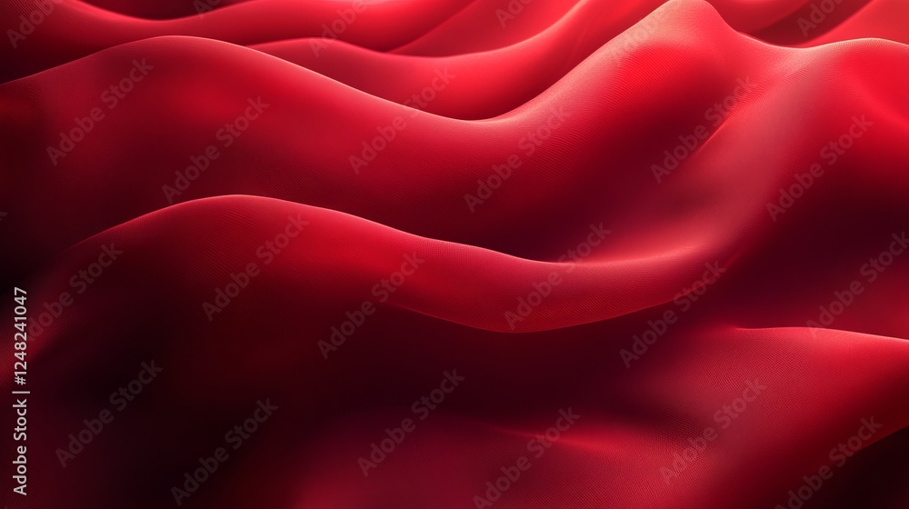 Obraz premium Smooth red fabric creates a stunning gradient backdrop with flowing textures and soft light effects