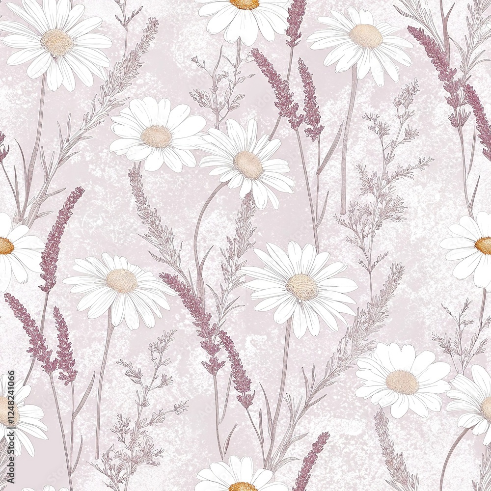 custom made wallpaper toronto digitalSeamless pattern, pattern, watercolor, vintage floral pattern with wildflowers and daisies on a delicate background