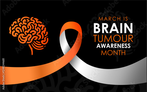 Brain Tumour Awareness Month campaign banner. Cancer of the brain advocacy poster. Observed in March