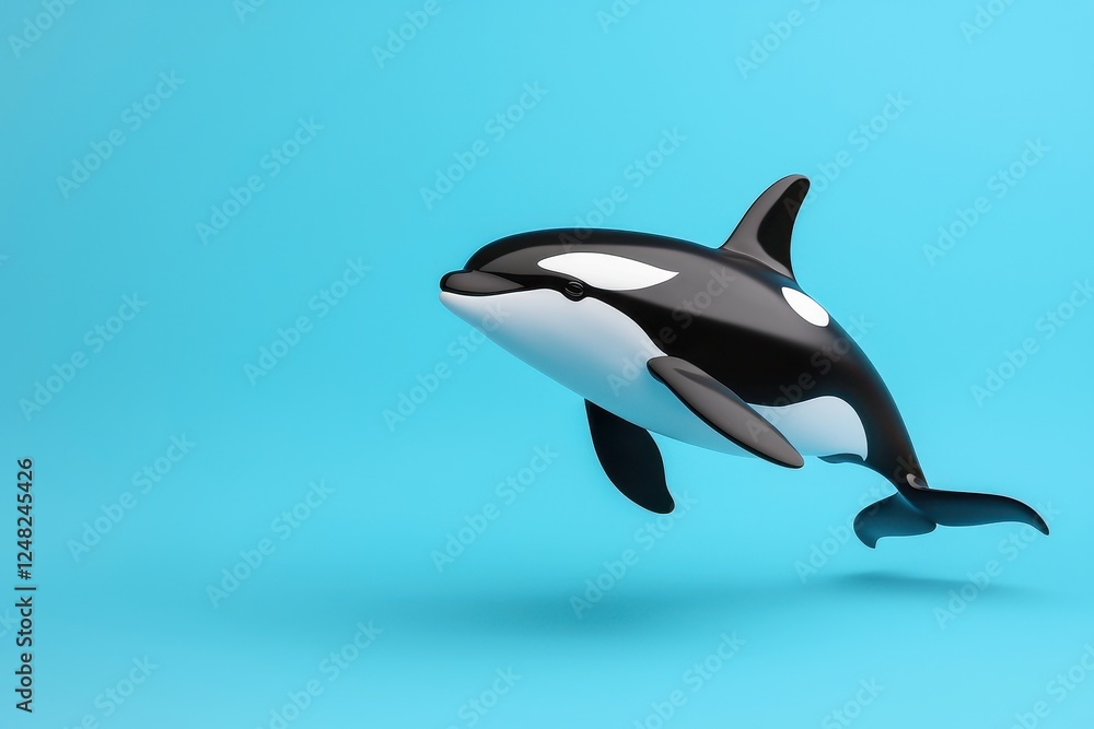 Obraz premium A playful orca swimming gracefully in a vibrant blue ocean.