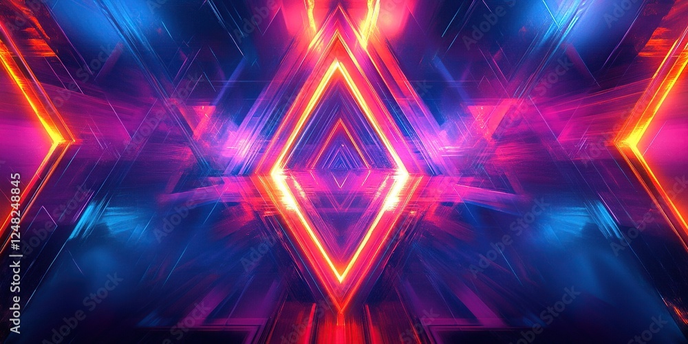 Abstract Neon Geometric Tunnel: Vibrant Red and Blue Light Symphony Abstract Neon Geometric Tunnel: Vibrant Red and Blue Light Symphony
