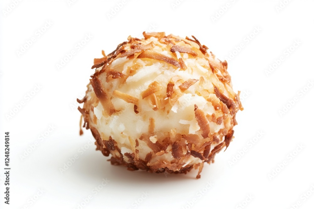 Coconut truffle displayed beautifully against a clean white background Coconut truffle displayed beautifully against a clean white background