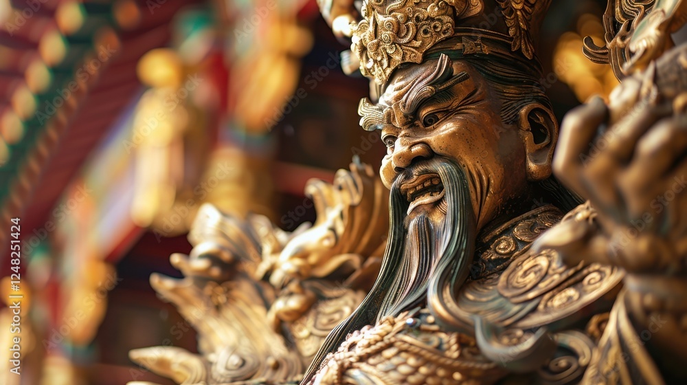 Fototapeta premium Intricate Bronze Statue of a Deity