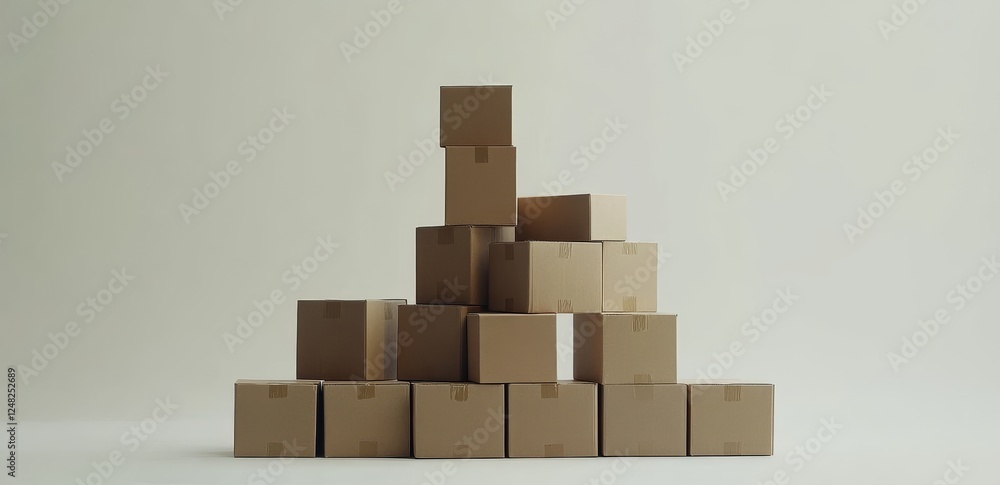 Cardboard boxes stacked in studio Cardboard boxes stacked in studio