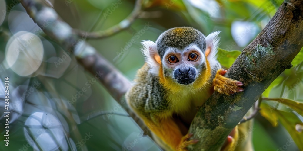 Obraz premium Close-up of a Squirrel Monkey in its Natural Habitat
