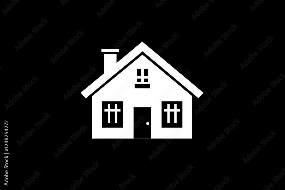 Modern White Storehouse Vector Icon on Black Background for Real Estate Web and Mobile Applications. Generative AI Modern White Storehouse Vector Icon on Black Background for Real Estate Web and Mobile Applications. Generative AI