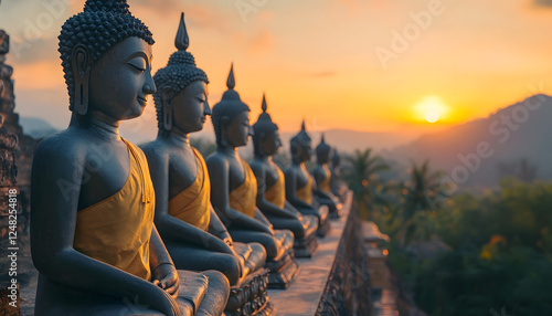 buddha statue with the sunset in Asia, Laos, Luang Prabang photo