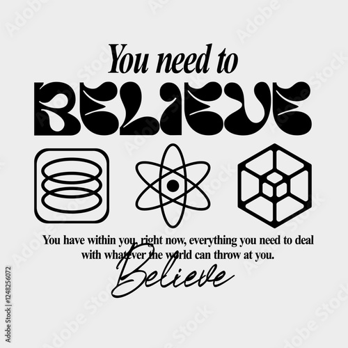 Typography believe illustration template design