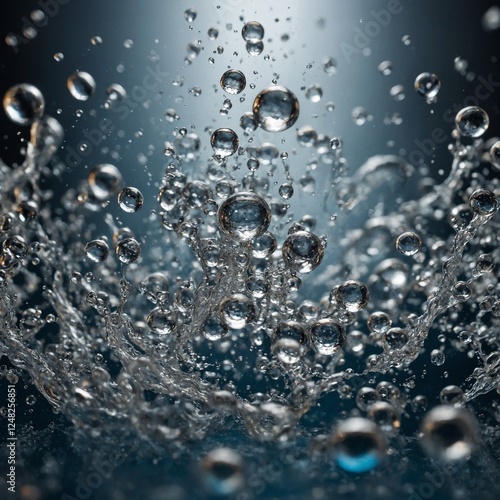 A mesmerizing shot of tiny vodka bubbles rising through an ultra-clear liquid in slow motion.