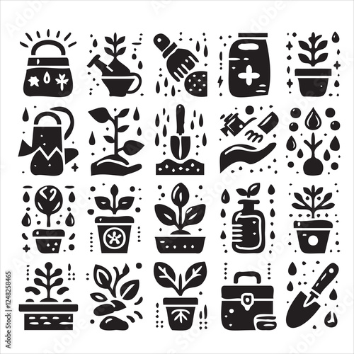 vector set of plant icons