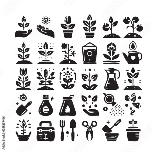 vector set of plant icons