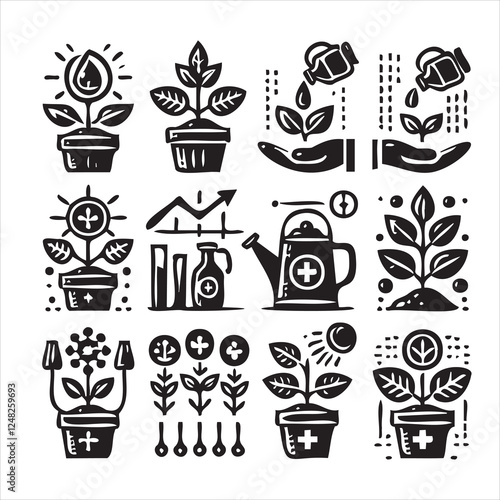 vector set of plant icons
