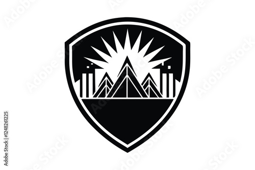 Silhouette of mountain logo vector art illustration.eps