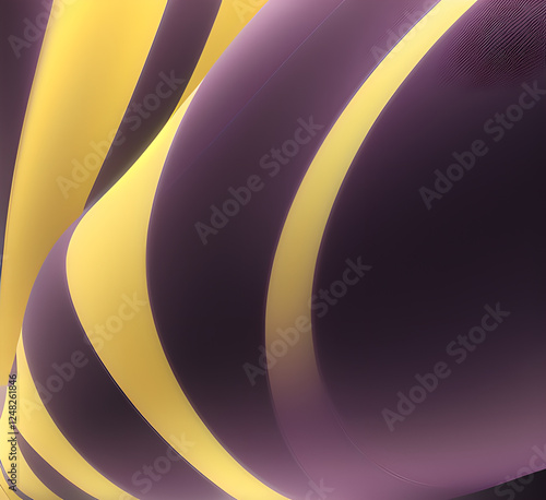Violet and yellow art of abstract illusion of spiral with geometric shapes of pink and violet lines.Radial motion blur background.Long time exposure.Concept of cyber highway,hyperspace.generative ai
