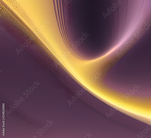Violet and yellow art of abstract illusion of spiral with geometric shapes of pink and violet lines.Radial motion blur background.Long time exposure.Concept of cyber highway,hyperspace.generative ai