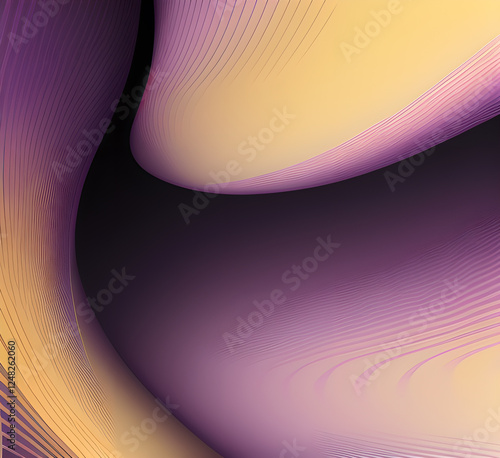 Violet and yellow art of abstract illusion of spiral with geometric shapes of pink and violet lines.Radial motion blur background.Long time exposure.Concept of cyber highway,hyperspace.generative ai