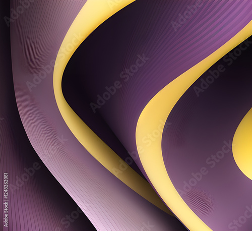Violet and yellow art of abstract illusion of spiral with geometric shapes of pink and violet lines.Radial motion blur background.Long time exposure.Concept of cyber highway,hyperspace.generative ai