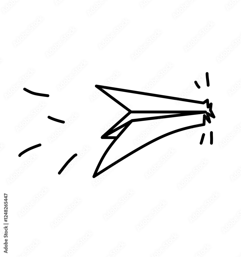 Paper airplane illustration in sketch and outline form Paper airplane illustration in sketch and outline form