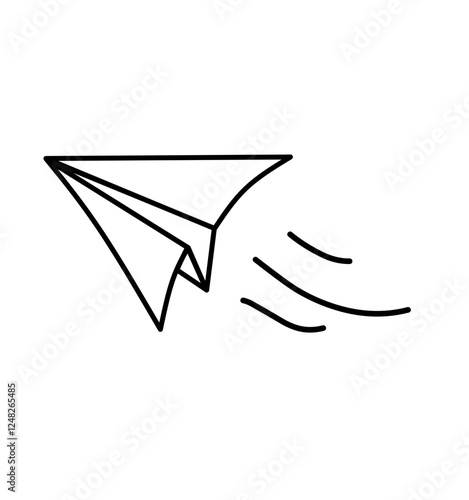 Paper airplane illustration in sketch and outline form