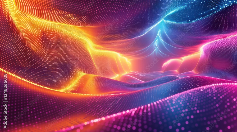 3D render of a futuristic tunnel with vibrant neon lights, creating a mesmerizing pathway of colors 3D render of a futuristic tunnel with vibrant neon lights, creating a mesmerizing pathway of colors