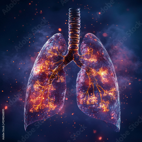 Visualization of Air Pollution Impact on Lungs, Generative AI