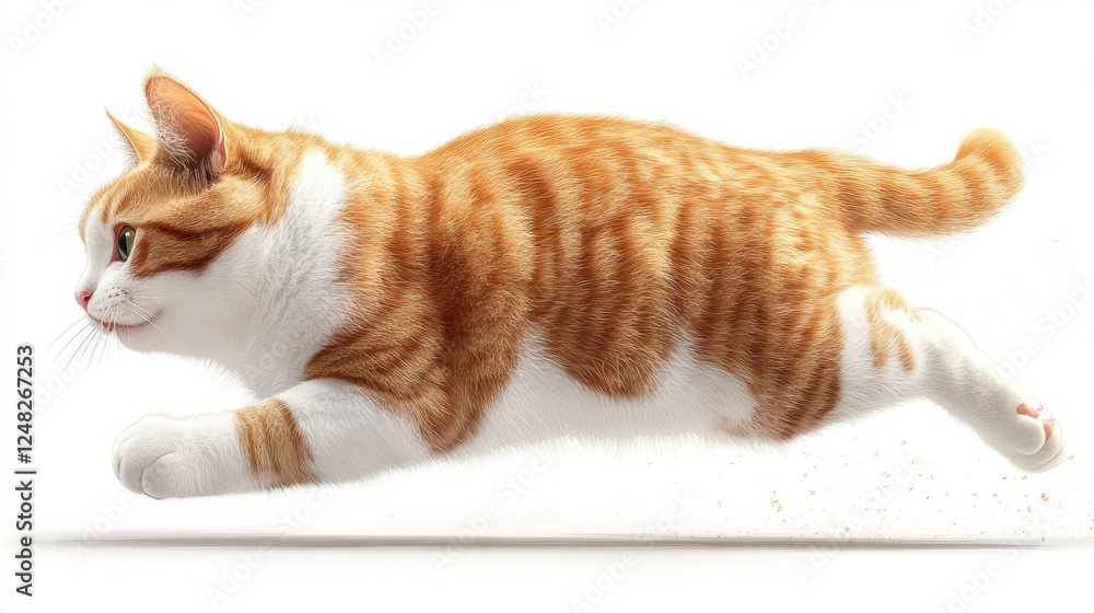 Naklejka premium Energetic cat leaping gracefully, showcasing agility and playfulness