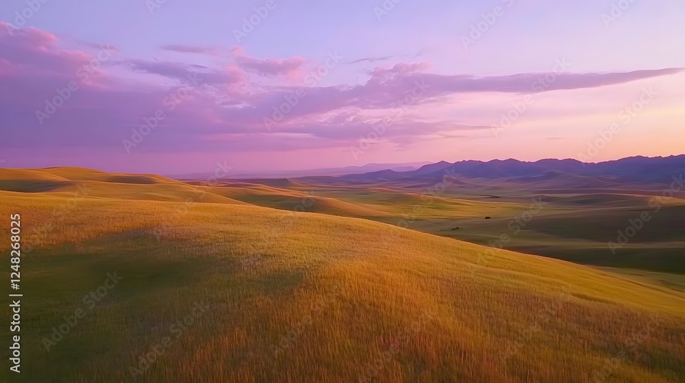 Rolling hills at sunset, vibrant colors blending in the sky, serene landscape perfect for relaxation and inspiration. Rolling hills at sunset, vibrant colors blending in the sky, serene landscape perfect for relaxation and inspiration.