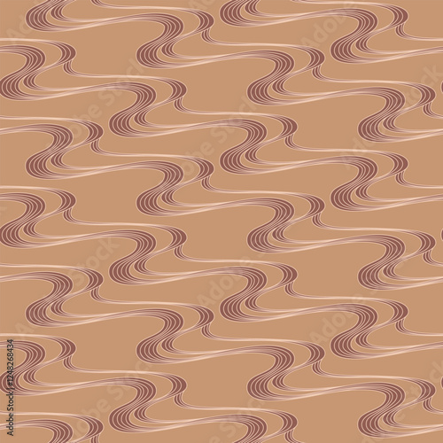 Japanese Swirl Wave Line Vector Seamless Pattern