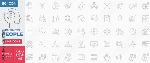 Business People Collection Icon Set. Editable Stroke Line.