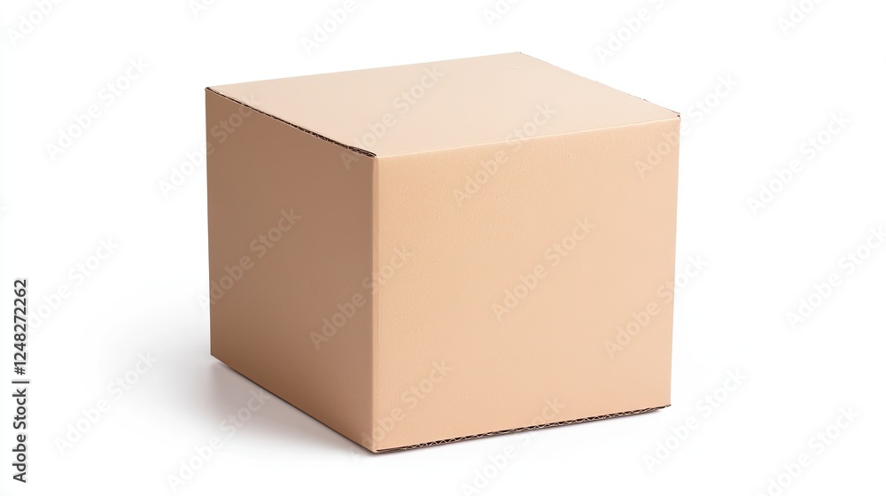 Plain brown cardboard box isolated on white background, suitable for packaging and shipping Plain brown cardboard box isolated on white background, suitable for packaging and shipping