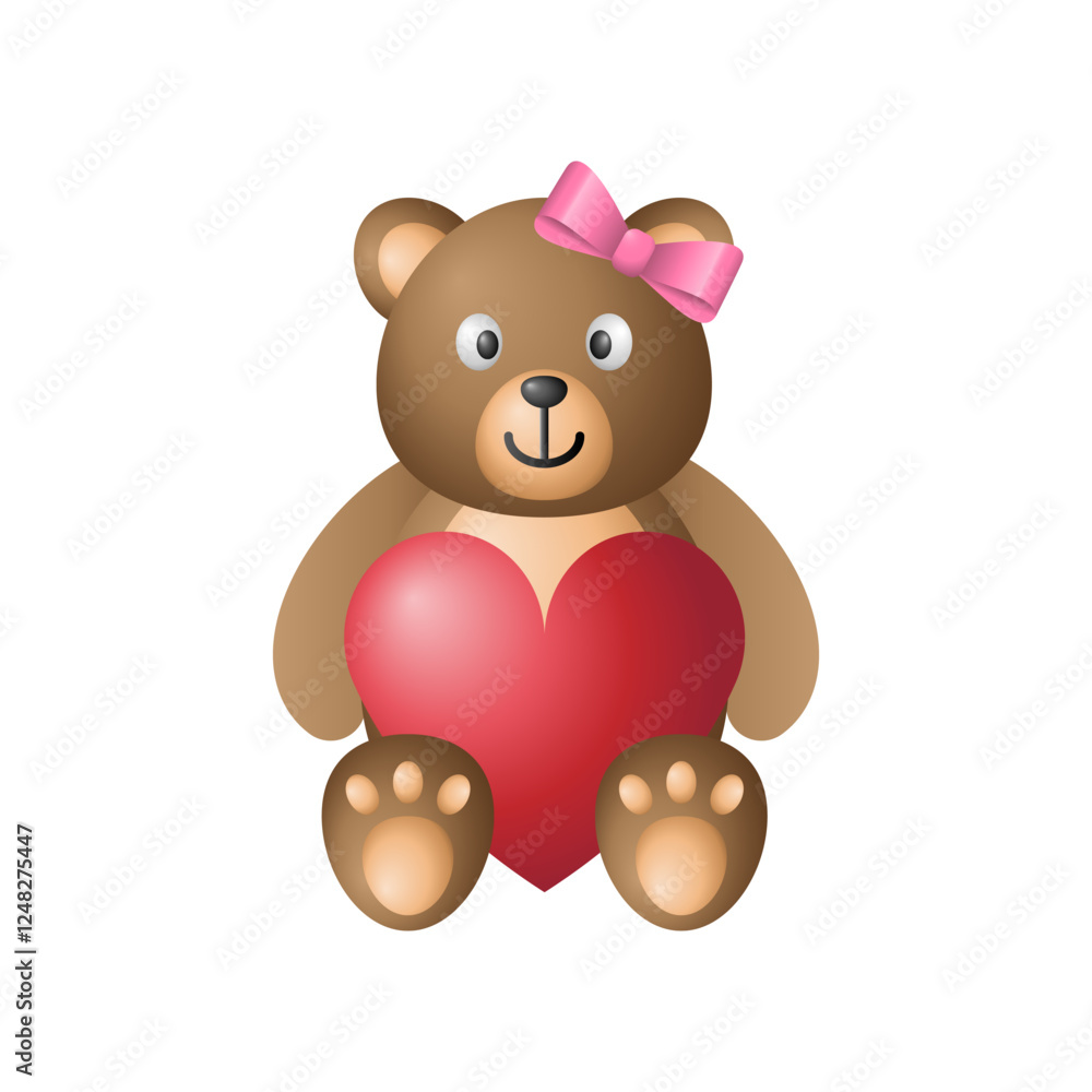 Fototapeta premium Cute Bear Valentine With Heart