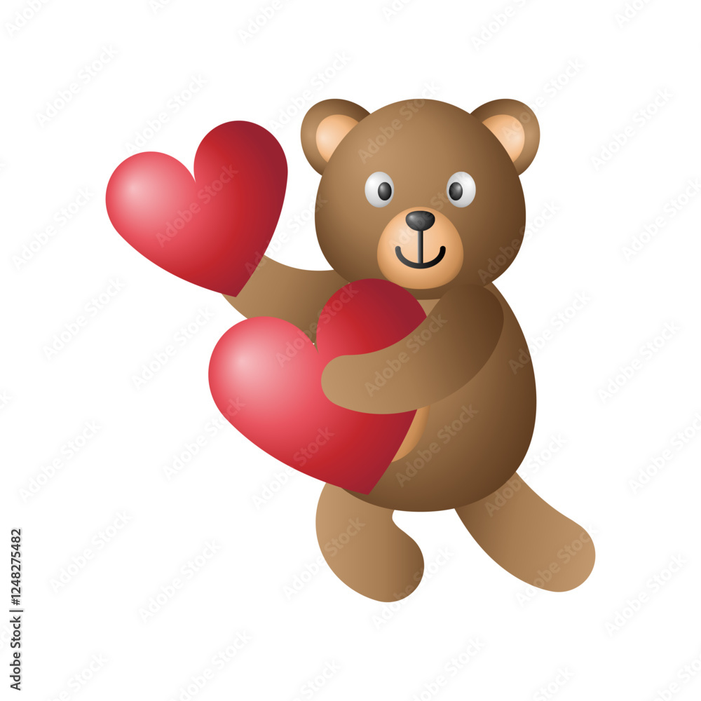 Fototapeta premium Cute Bear Valentine With Heart