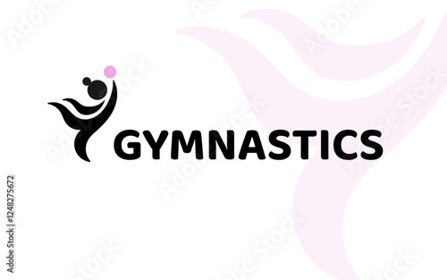Rhythmic Gymnastics logo with, dance concept. Sport success icon of a girl with ball, design inspiration
